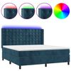 vidaXL Боксспринг легло с матрак и LED, тъмносиньо, 160x200 см, кадифе