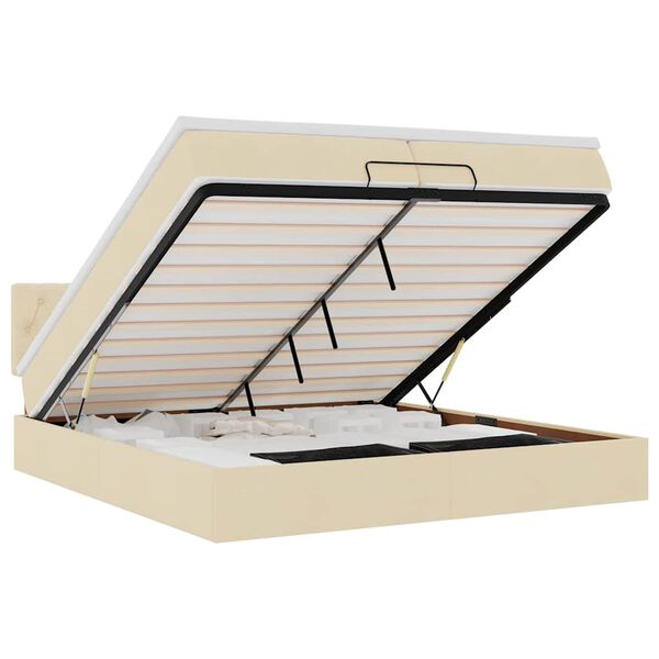 vidaXL Османска легло с матрак, кремава, 200x200 см, плат