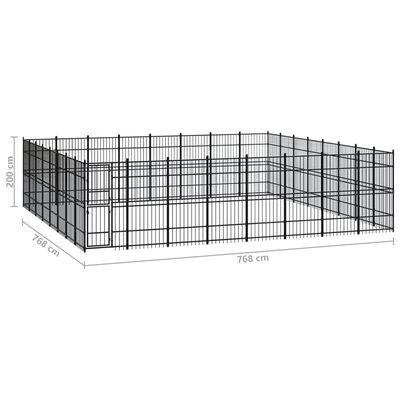 vidaXL Дворна клетка за кучета, стомана, 58,98 м²
