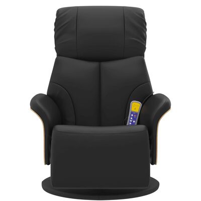 vidaXL Масажен реклайнер стол с опора за крака, черен, изкуствена кожа