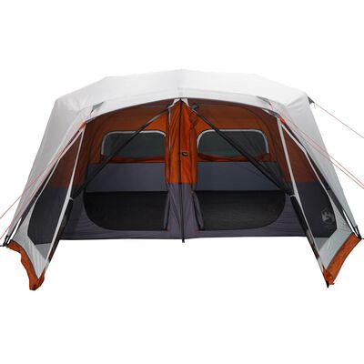 vidaXL Семейна палатка с LED 10-местна сив-оранжев бързо освобождаване