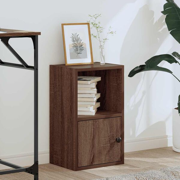 vidaXL Библиотека, Кафяв дъб, 31x24x52 см, инженерно дърво