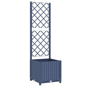 vidaXL Градинска саксия с решетка, синьо-сива, 40x40x136 см, полипропилен