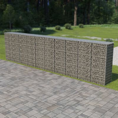 vidaXL Габионна стена с капаци, поцинкована стомана, 600х50х150 см