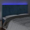 vidaXL LED горна табла за легло, тъмносиня, 180x5x118/128 см, кадифе