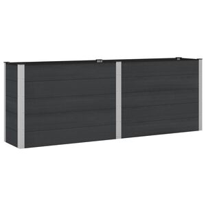 vidaXL Градинска повдигната леха Черно 250 x 50 x 91 см WPC и алуминий