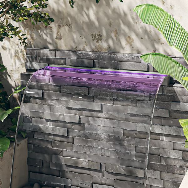 vidaXL Преливник за водопад с RGB LED, неръждаема стомана, 108 см