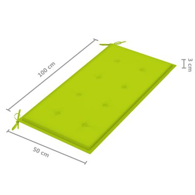 vidaXL Градинска пейка с яркозелено шалте, 112 см, тик масив