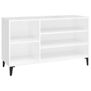 vidaXL Шкаф за обувки, бял гланц, 102x36x60 см, инженерно дърво
