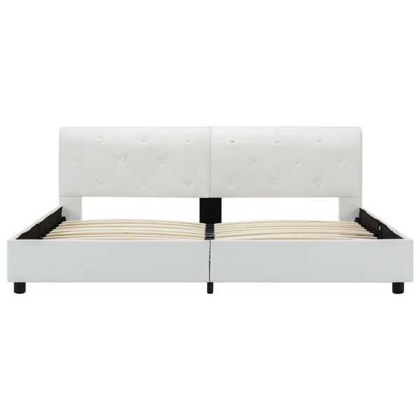 vidaXL Рамка за легло, бяла, изкуствена кожа, 160x200 cм