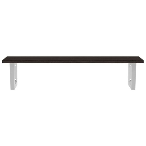 vidaXL Стенен рафт за мивка, стомана и масивно дърво дъб