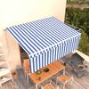 vidaXL Ръчно прибиращ се сенник с щора, 4x3 м, синьо и бяло