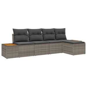 vidaXL Градински Софа Комплект с възглавница 6 pcs Сив Полиротанг