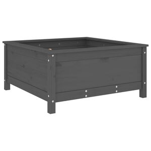 vidaXL Градински сандък, сив, 82,5x82,5x39 см, масивно борово дърво