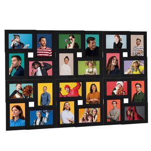vidaXL Фоторамка колаж за 24 снимки (10х15 см), черна, МДФ