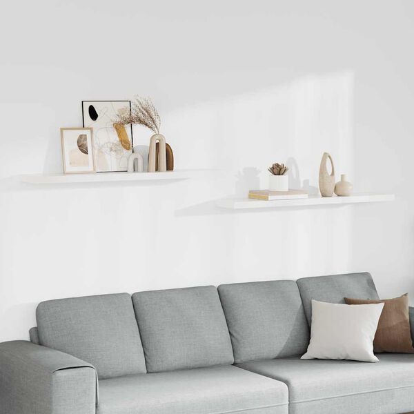 vidaXL Окачени стенни рафтове, 2 бр, бели, 120x23,5x3,8 см, МДФ