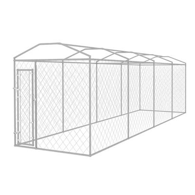 vidaXL Дворна клетка за кучета с покрив, 8x2x2,4 м