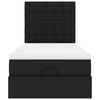 vidaXL Османска легло с матрак&LED, черно, 90x190 см, изкуствена кожа