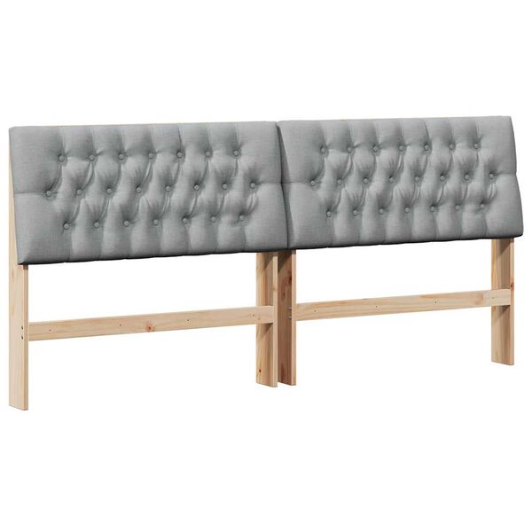 vidaXL Тапицирана табла Светлосиво 180 cm Солидно борово дърво