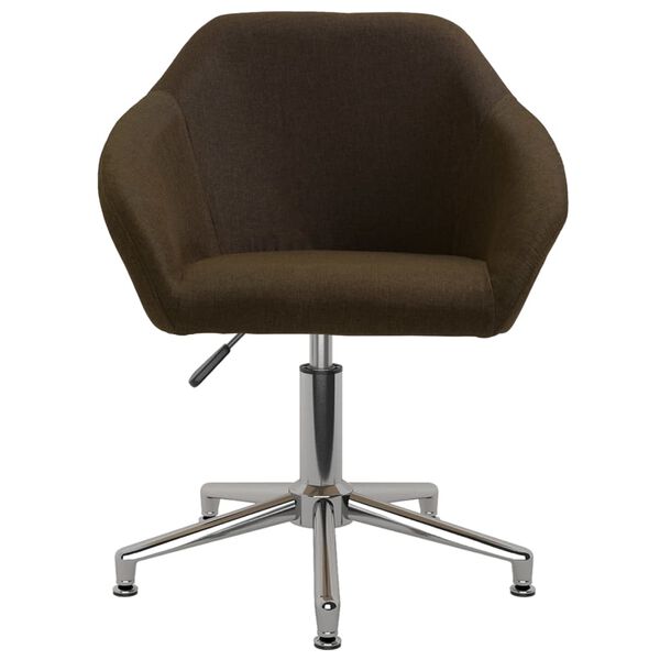 vidaXL Въртящи се трапезни столове, 6 бр, тъмнокафяви, текстил