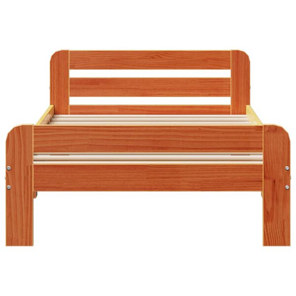 vidaXL Рамка за легло без матрак, восъчнокафяв, 75x190 см, бор масив