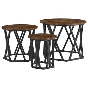 vidaXL Нестинг странична маса 3 бр. Димян дъб 53 x 53 x 40 см