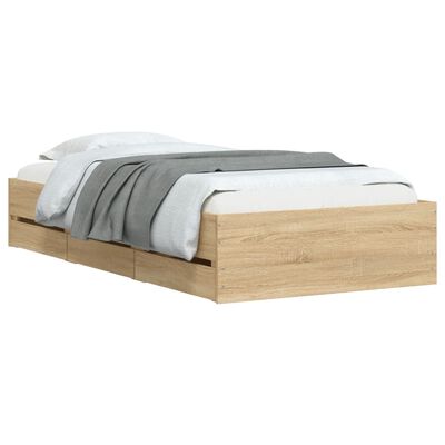 vidaXL Рамка за легло с чекмедже дъб сонома 90x190 см инженерно дърво