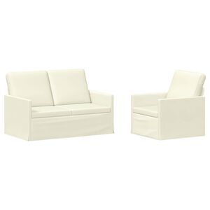 vidaXL Комплект дивани 2 pcs Кремаво Кордюрова тъкан