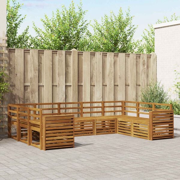 vidaXL Комплекти дивани 9 pcs Естествен Солидно акациево дърво
