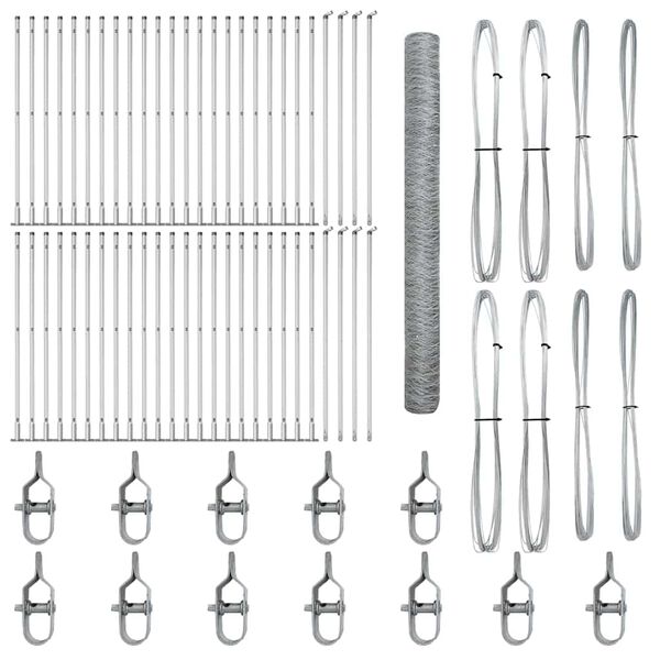 vidaXL Оградa с колчета Сребрист 1.4 x 100 m Покрит със PVC стомана