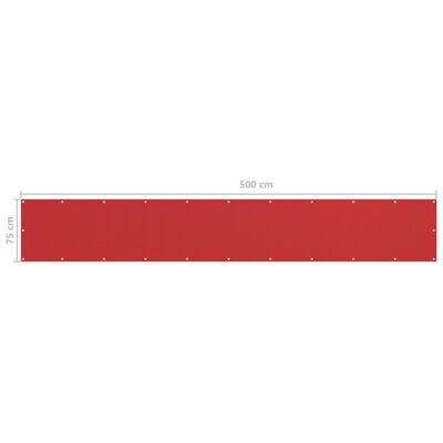 vidaXL Балконски параван, червен, 75x500 см, HDPE