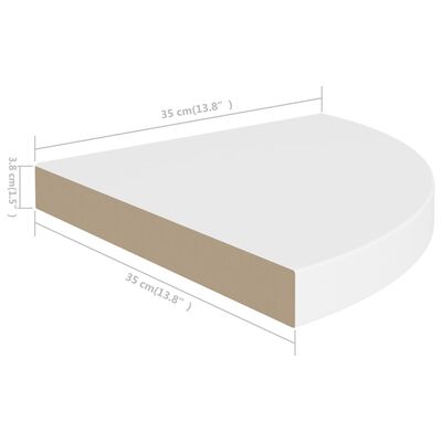 vidaXL Окачени ъглови рафтове, 2 бр, бели, 35x35x3,8 см, МДФ