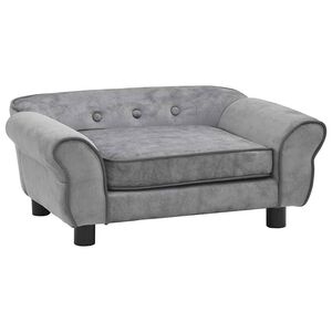 vidaXL Диван за кучета, сив, 72x45x30 см, плюш