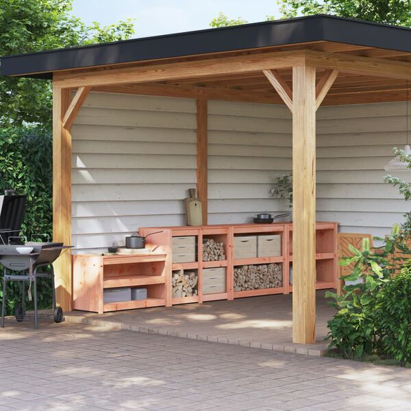 vidaXL Кухненски шкафове за открито, 4 бр, дугласко дърво масив