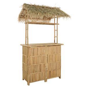 vidaXL Външна бар маса Естествен 115 x 95 x 215 см Бамбук