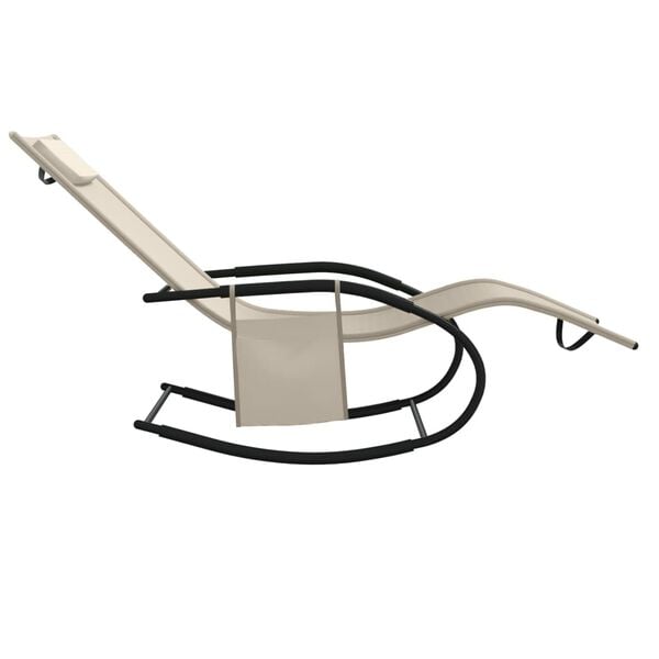 vidaXL Люлеещ се шезлонг, кремав, стомана и textilene