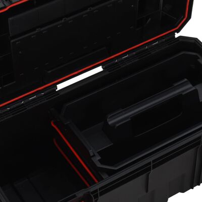 vidaXL Кутия за инструменти черно и червено 55x28x26,5 см