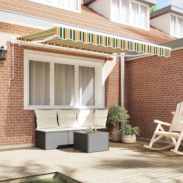 vidaXL Резервен плат за тента Зелен и жълт 330 x 245 см Полиестер