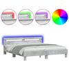 vidaXL Рамка за легло с табла и LED, бетонно сива, 160x200 см