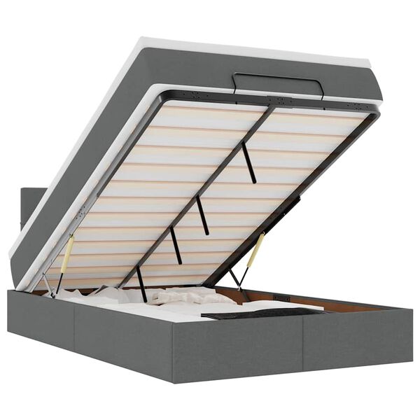 vidaXL Османска легло с матрак, тъмносиво, 120x200 см, плат