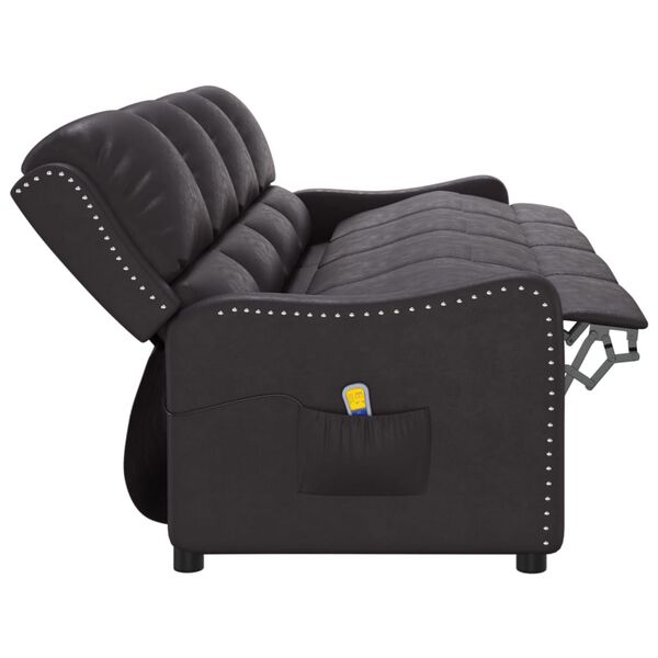 vidaXL 4-местен масажен реклайнер, лъскаво черно, изкуствена кожа