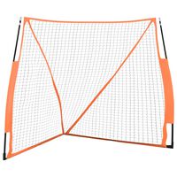 vidaXL Преносима бейзболна мрежа оранжево-черна 183x182x183 см стомана