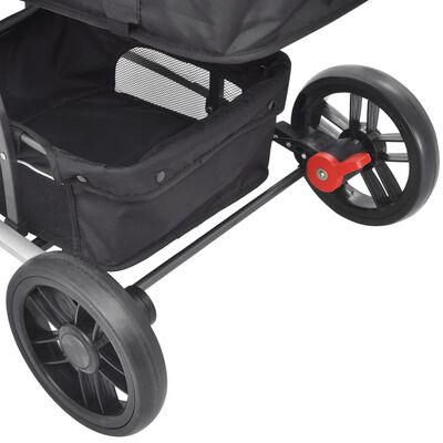 vidaXL Бебешка количка 2 в 1 алуминиева червено и черно