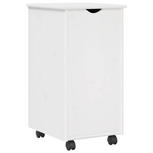 vidaXL Плъзгащ кабинет с колело Бяло 34 x 39 x 65,5 cm Солиден бор