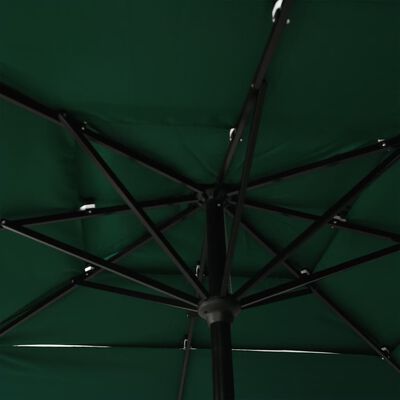 vidaXL Градински чадър на 3 нива с алуминиев прът, зелен, 2,5x2,5 м