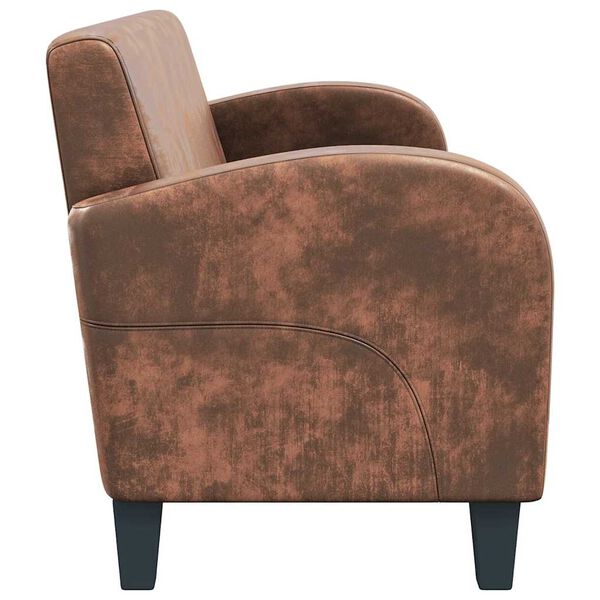 vidaXL Триместен диван, изкуствен велур, кафяв