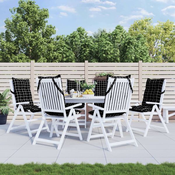 vidaXL Възглавници за стол с облегалка 6 бр черно каре Оксфорд плат