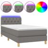 vidaXL Боксспринг легло с матрак и LED, тъмносиво, 80x200 см, плат