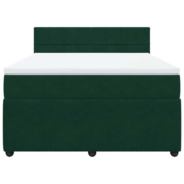 vidaXL Боксспринг легло с матрак, тъмнозелено, 160x200 см, кадифе