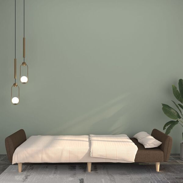 vidaXL 2-местно разтегателно канапе, кафяво, текстил